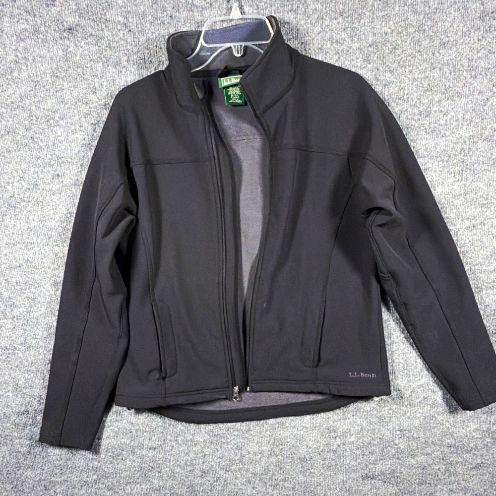 Womens Medium Softshell Jacket, L.L. Bean, Black, Fleece Lined Full Zip 0DAR4